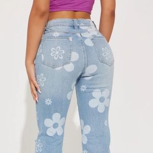 Retro flower denim jeans (3)